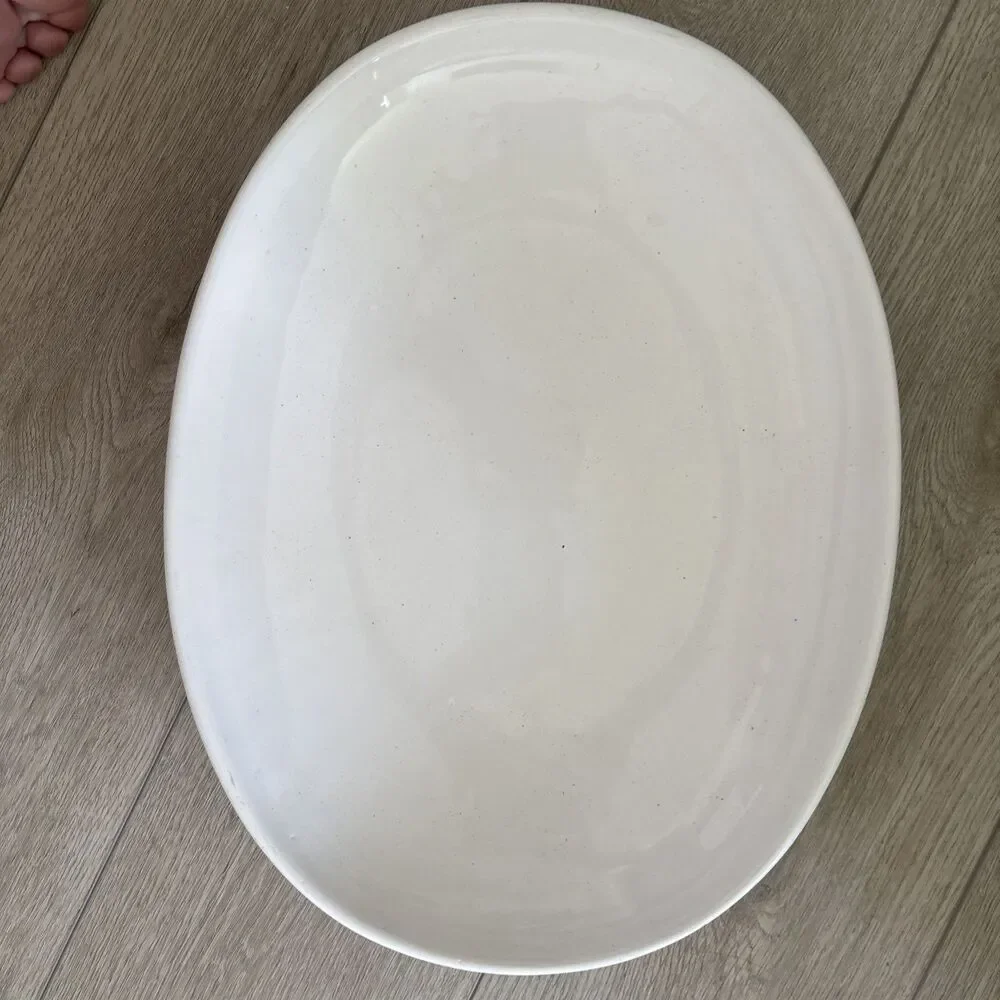 Haeger #293 lg vintage MCM fluted curved centerpiece serving bowl dish platter